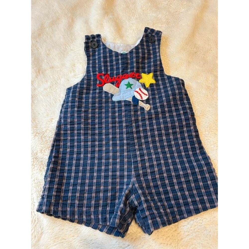 Vintage 90s Samara 2T Embroidered Slugger Baseball Sleeveless Romper Sumer